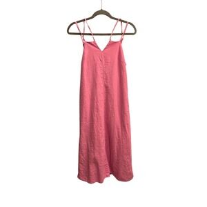 Universal Thread Pink Linen Blend Smocked Back Midi Dress Womens Medium